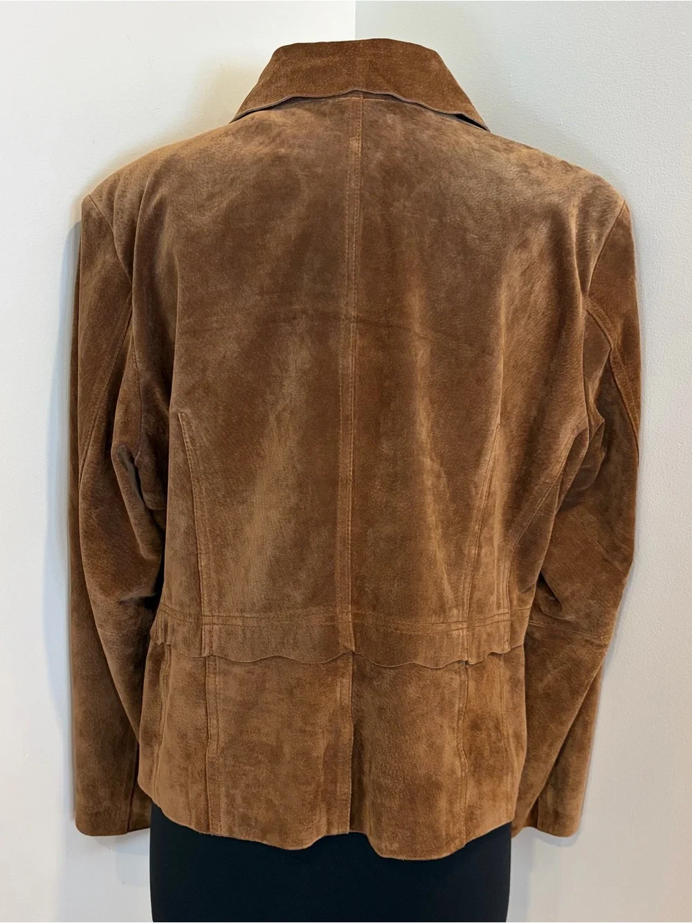 Coldwater creek cognac scallop Suede leather blazer Jacket XL Petite